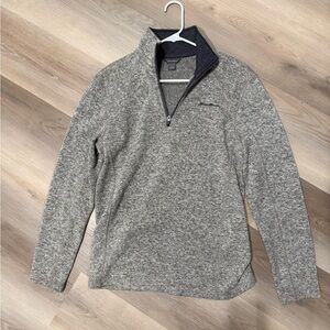 Eddie Bauer Men's Heathered Gray Zip-Up Sweater